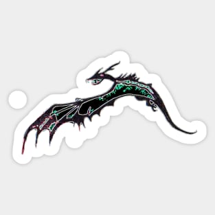 Glowing dragon flying over water Sticker